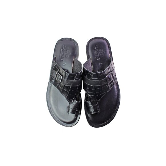 Angelo Black Men’s Italian Leather Sandals Shoes main image 7